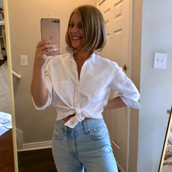 Frank & Eileen Tops - Frank & Eileen Eileen White Distressed Denim Retail $278